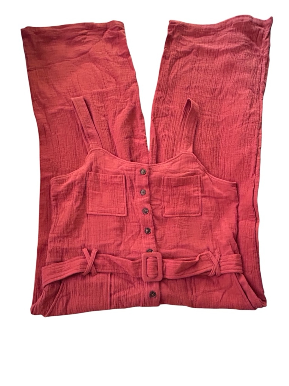 Tea n Rose Burnt Orange Utility/Boho/Minimalist Jumpsuit XL 100% Cotton NWOT - Picture 5 of 12